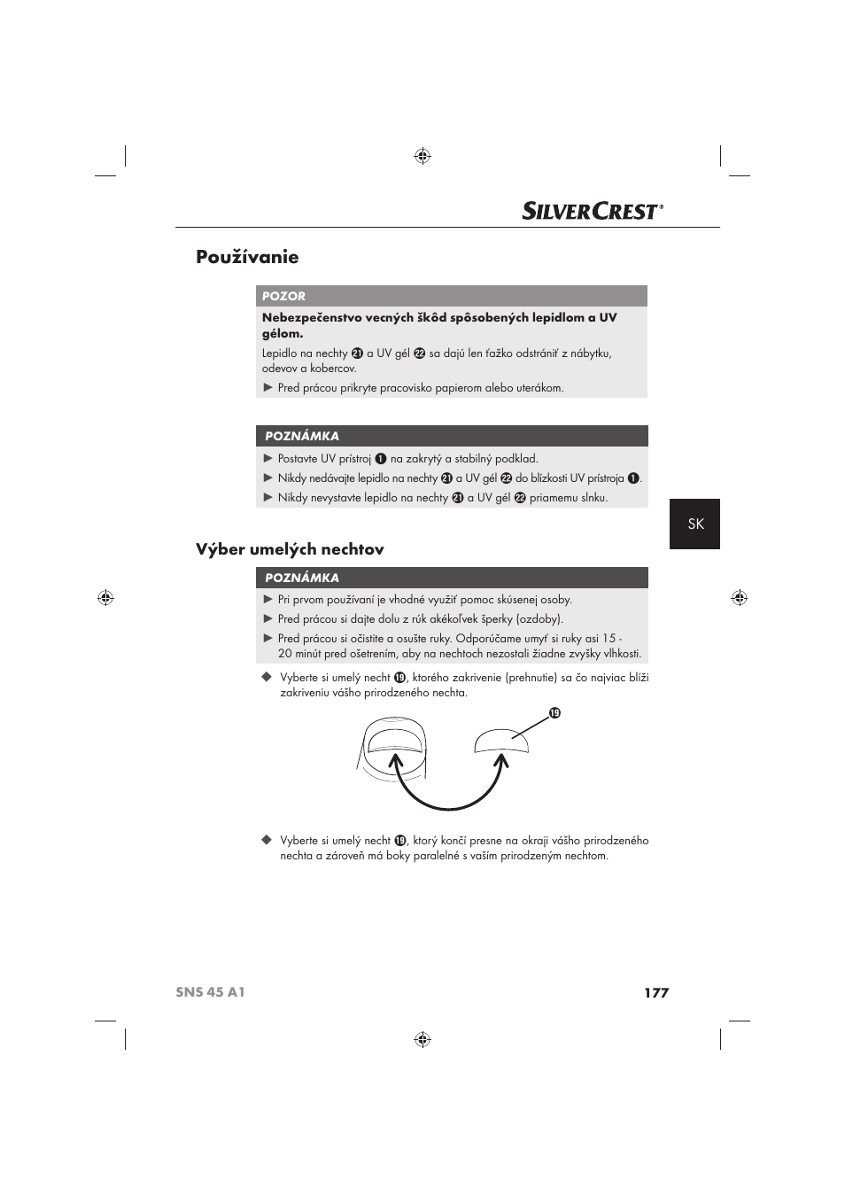 Používanie, Výber umelých nechtov | Silvercrest SNS 45 A1 User Manual | Page 177 / 194