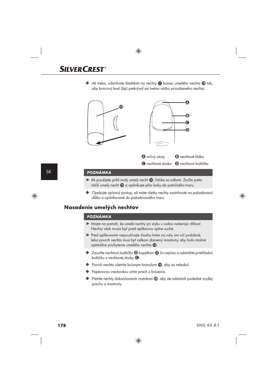 Nasadenie umelých nechtov | Silvercrest SNS 45 A1 User Manual | Page 178 / 194