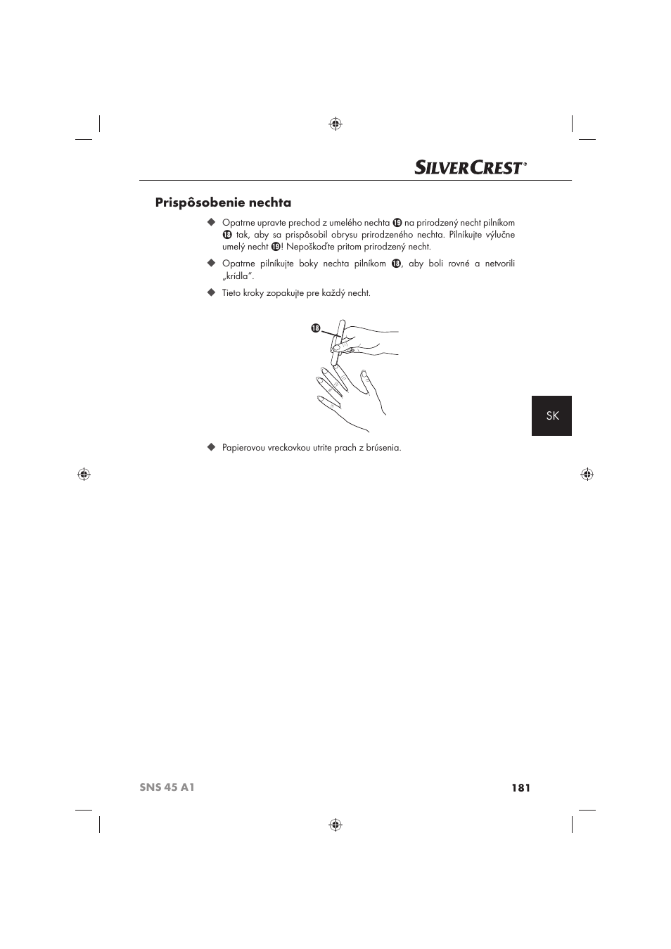 Prispôsobenie nechta | Silvercrest SNS 45 A1 User Manual | Page 181 / 194
