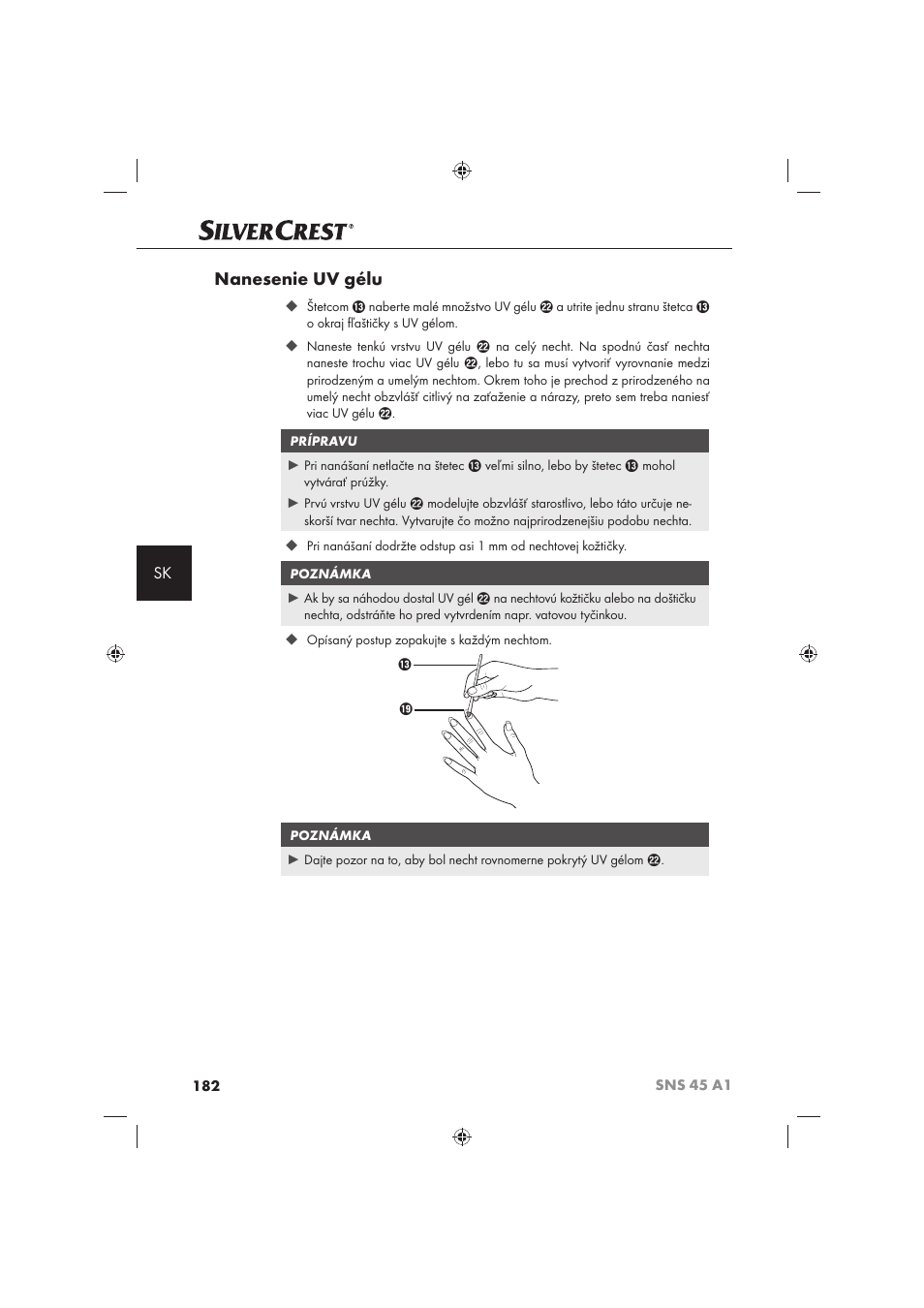 Nanesenie uv gélu | Silvercrest SNS 45 A1 User Manual | Page 182 / 194