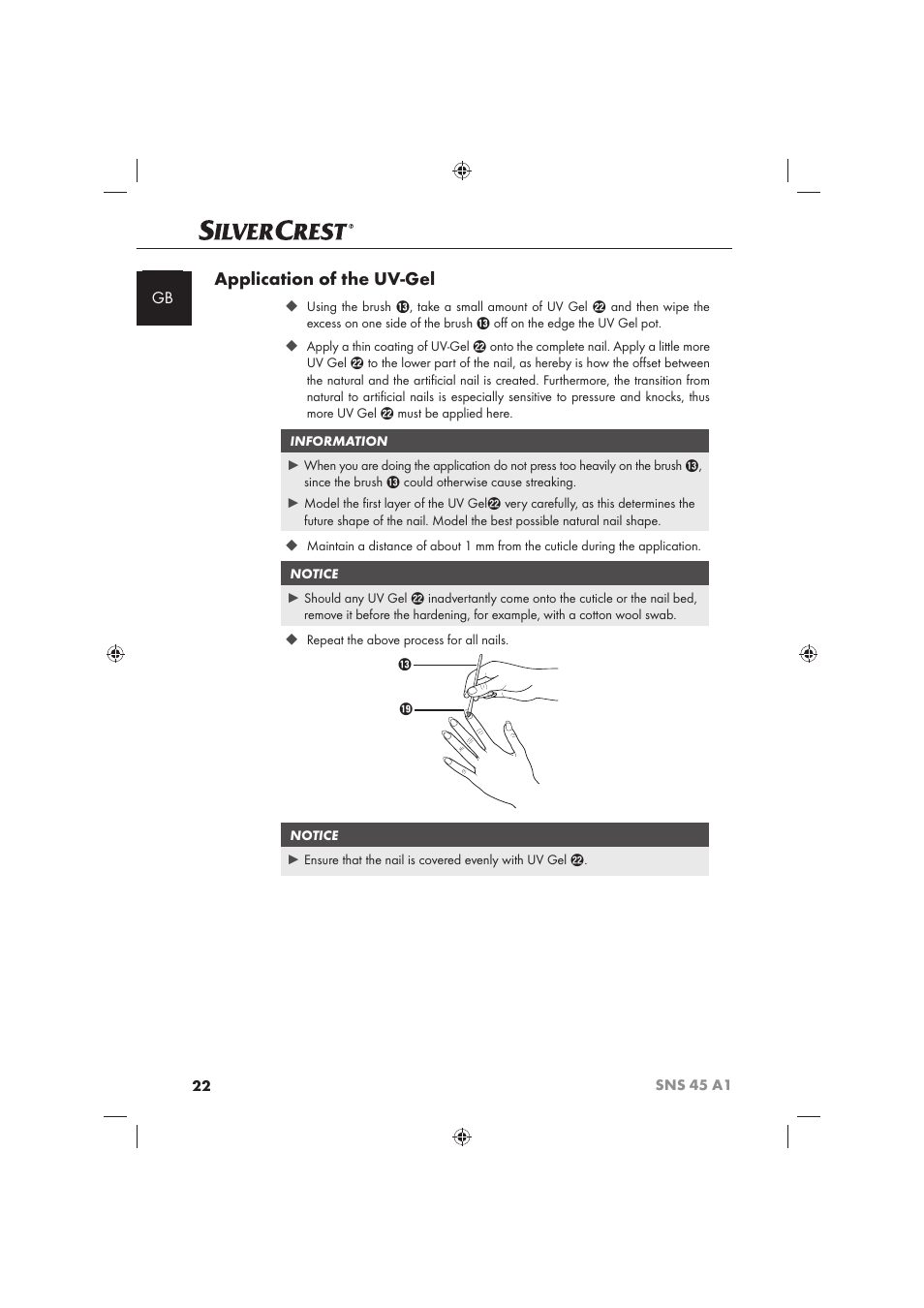Application of the uv-gel | Silvercrest SNS 45 A1 User Manual | Page 22 / 194