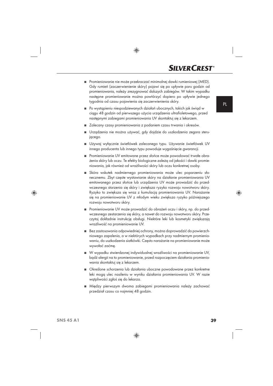Silvercrest SNS 45 A1 User Manual | Page 39 / 194