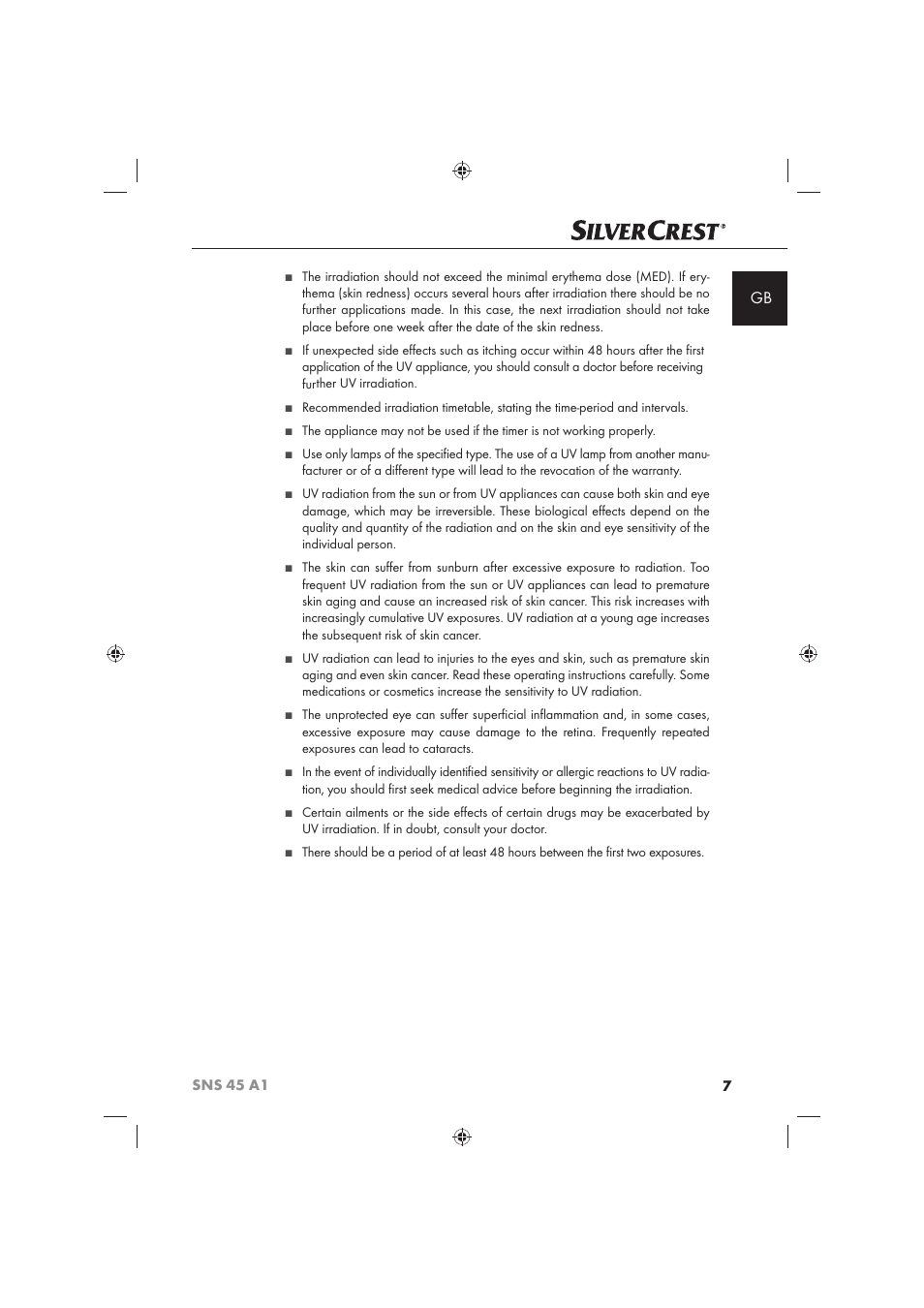 Silvercrest SNS 45 A1 User Manual | Page 7 / 194