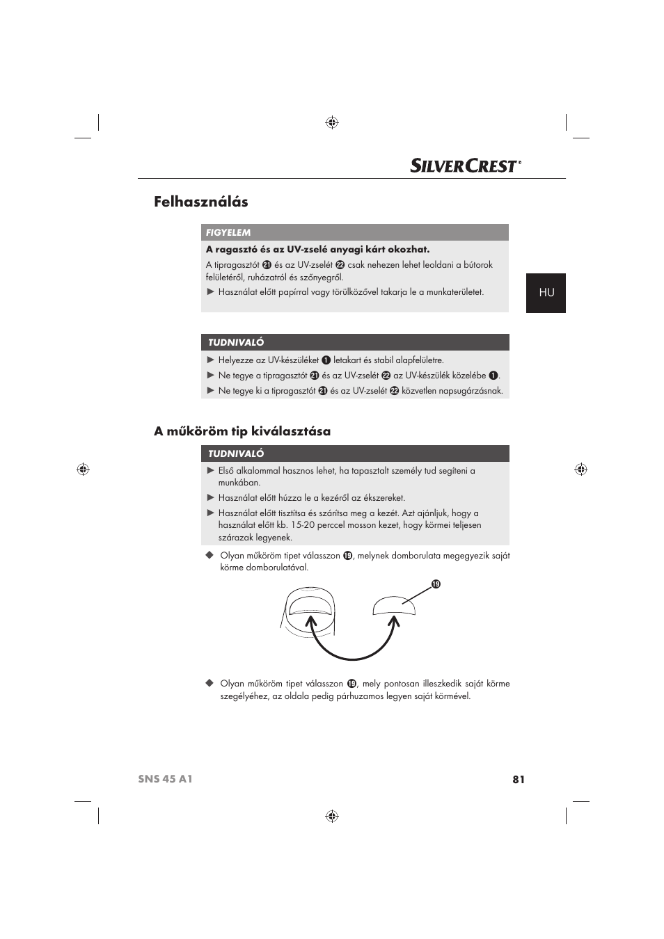 Felhasználás, A műköröm tip kiválasztása | Silvercrest SNS 45 A1 User Manual | Page 81 / 194