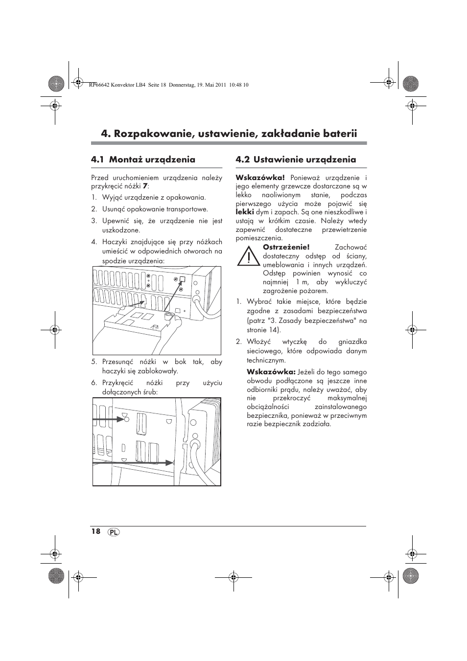 Rozpakowanie, ustawienie, zakładanie baterii | Silvercrest SKT 2300 A1 User Manual | Page 20 / 82