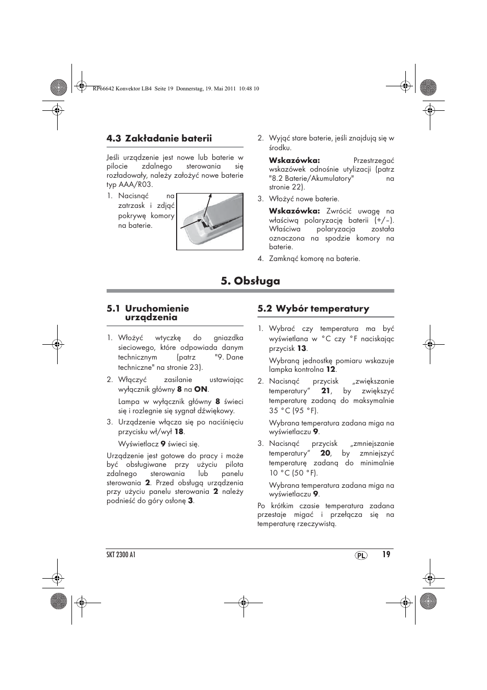 Obsługa | Silvercrest SKT 2300 A1 User Manual | Page 21 / 82