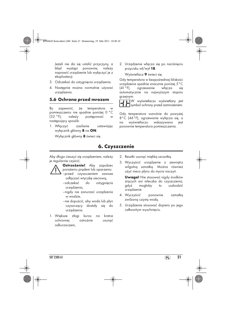 Czyszczenie | Silvercrest SKT 2300 A1 User Manual | Page 23 / 82