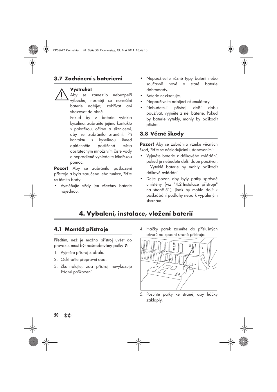 Vybalení, instalace, vložení baterií | Silvercrest SKT 2300 A1 User Manual | Page 52 / 82