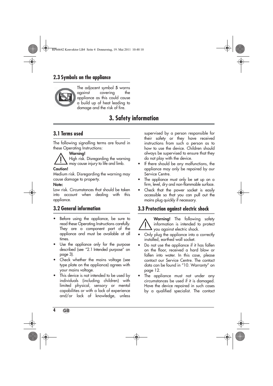 Safety information, 3 symbols on the appliance, 1 terms used | 2 general information, 3 protection against electric shock | Silvercrest SKT 2300 A1 User Manual | Page 6 / 82