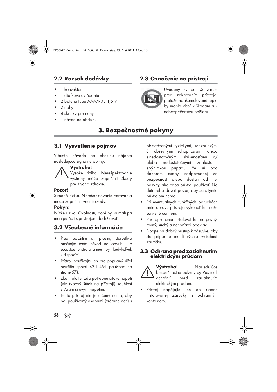 Bezpečnostné pokyny | Silvercrest SKT 2300 A1 User Manual | Page 60 / 82
