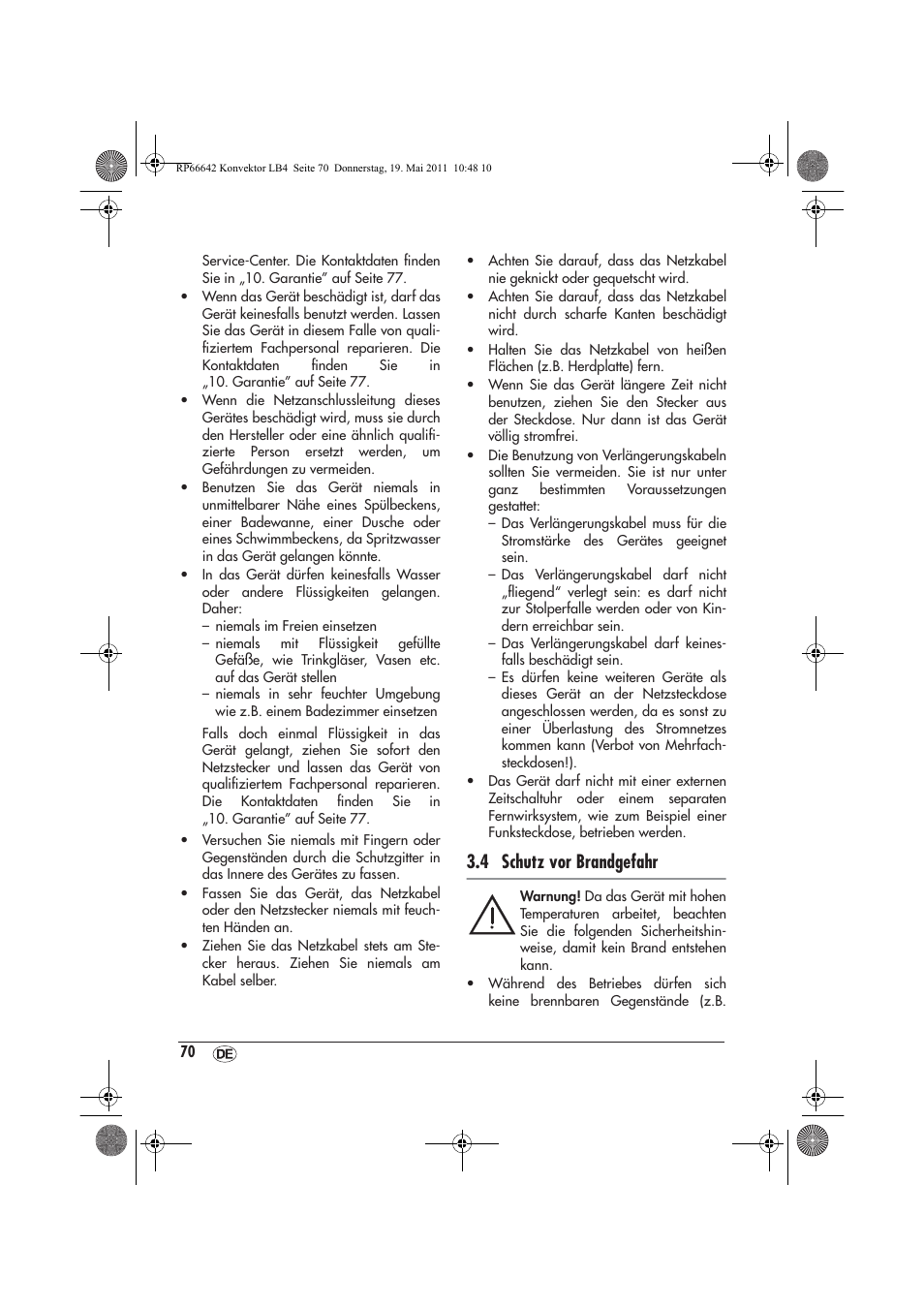 4 schutz vor brandgefahr | Silvercrest SKT 2300 A1 User Manual | Page 72 / 82