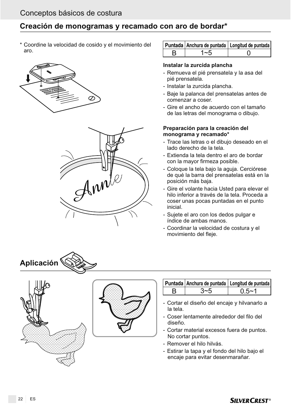 Aplicación, Conceptos básicos de costura | Silvercrest SNMD 33 A1 User Manual | Page 22 / 94