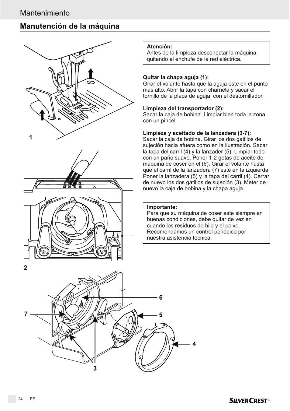 Mantenimiento manutención de la máquina | Silvercrest SNMD 33 A1 User Manual | Page 24 / 94