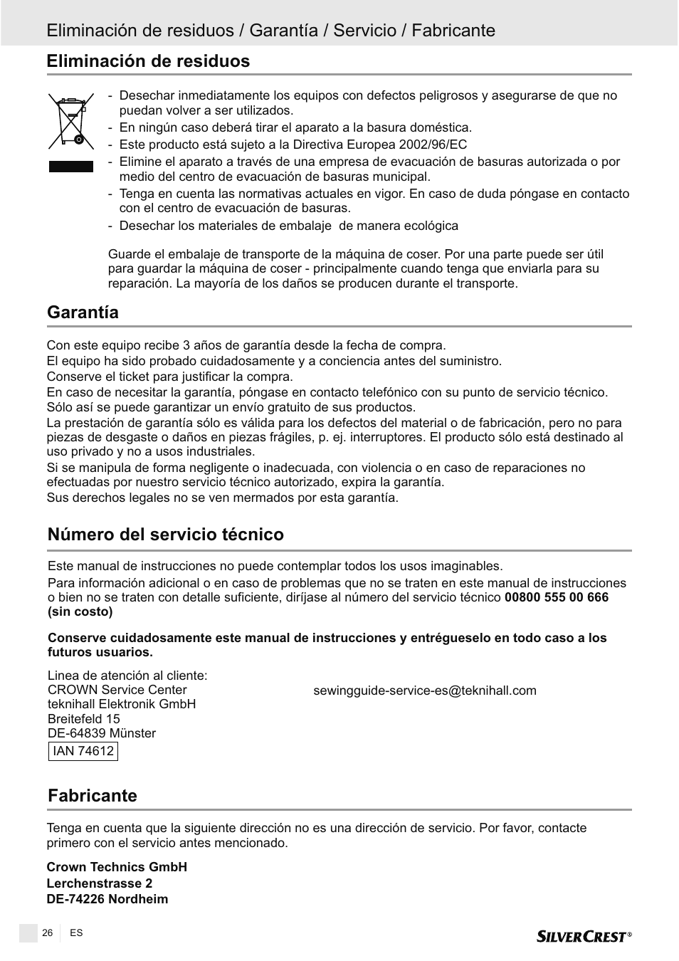Eliminación de residuos | Silvercrest SNMD 33 A1 User Manual | Page 26 / 94
