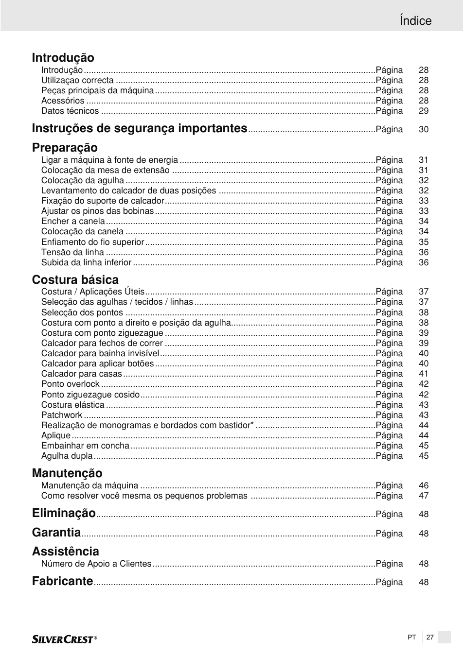 Manutenção índice | Silvercrest SNMD 33 A1 User Manual | Page 27 / 94