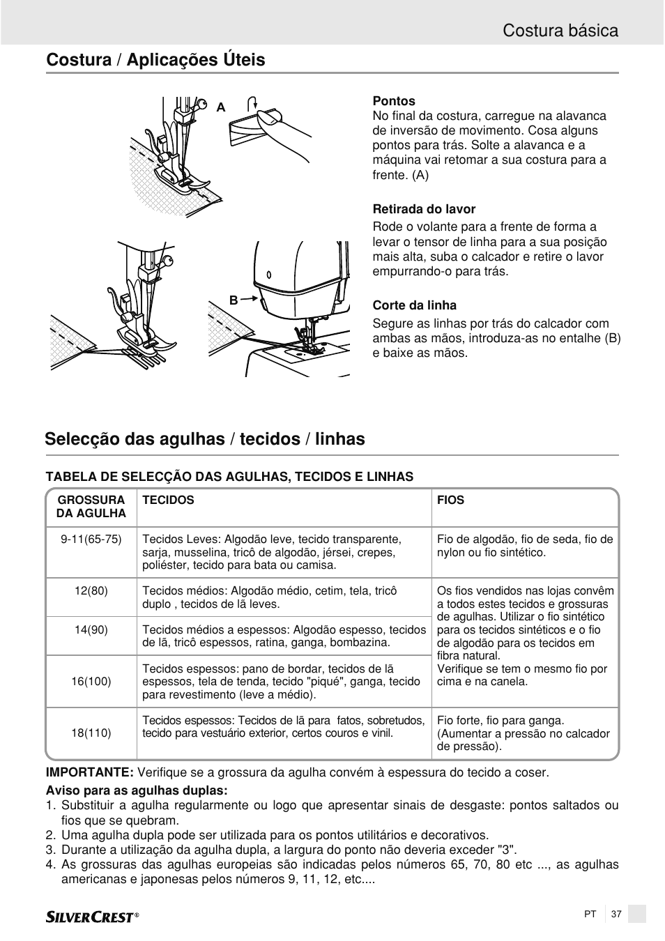 Costura / aplicações úteis | Silvercrest SNMD 33 A1 User Manual | Page 37 / 94