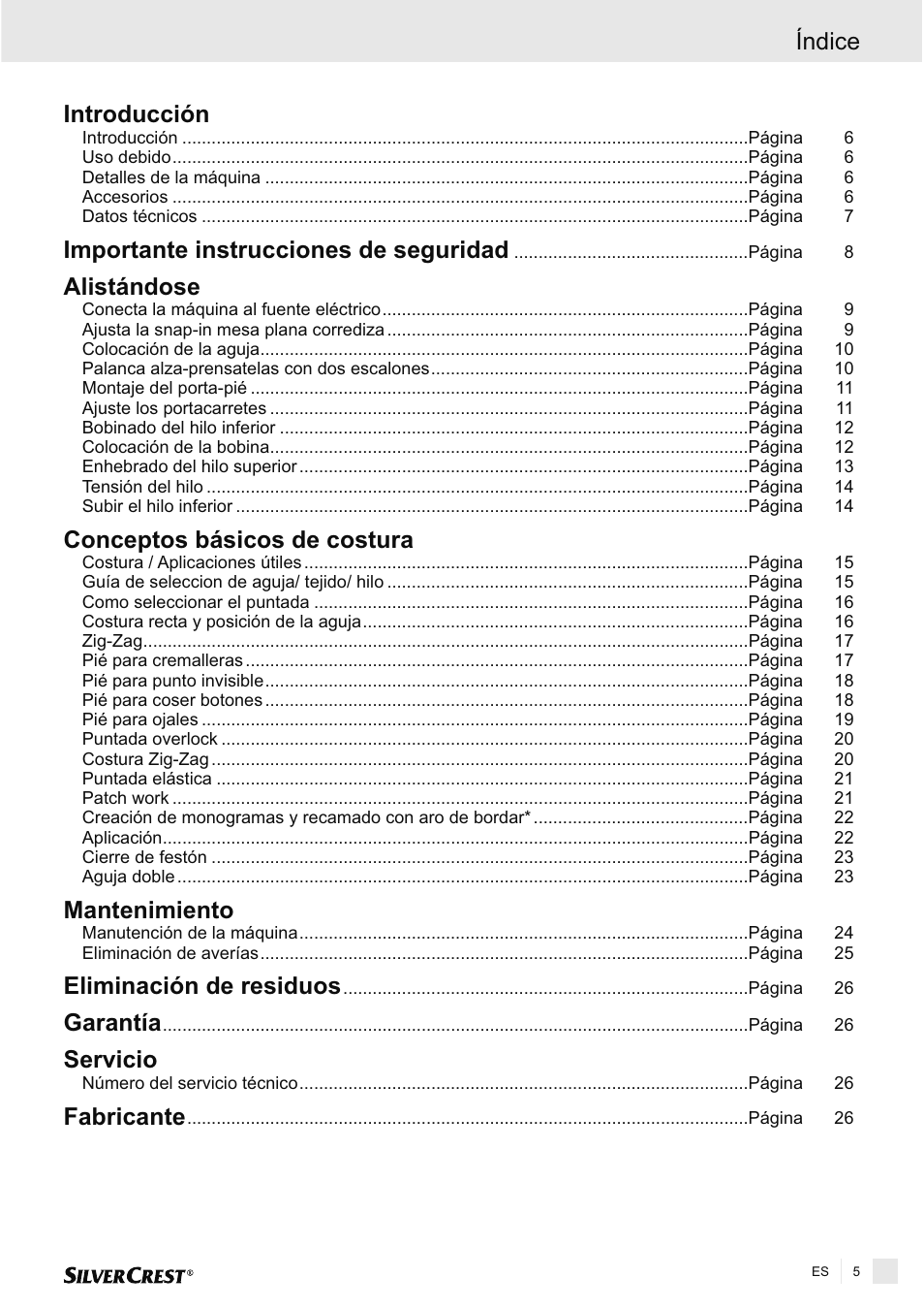 Índice | Silvercrest SNMD 33 A1 User Manual | Page 5 / 94