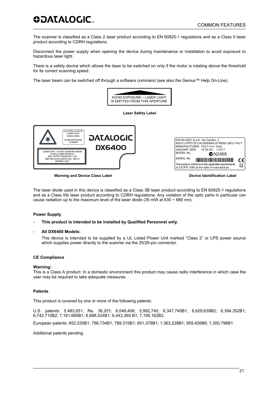 Common features, N2468 | Datalogic Scanning DX6400 User Manual | Page 23 / 24