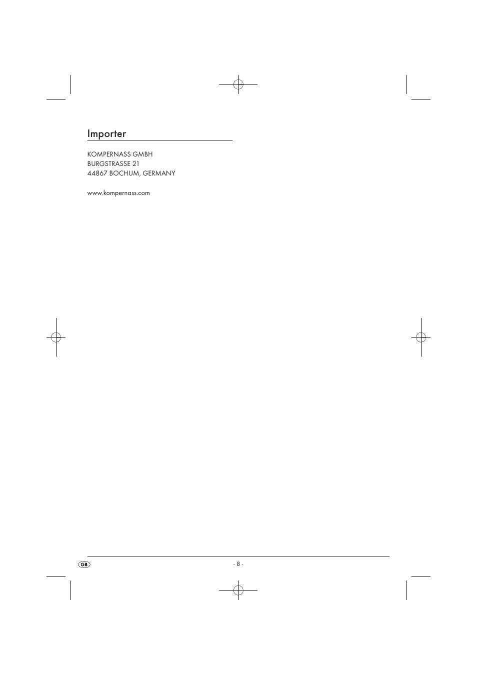 Importer | Silvercrest SWKD 3000 A1 User Manual | Page 10 / 58