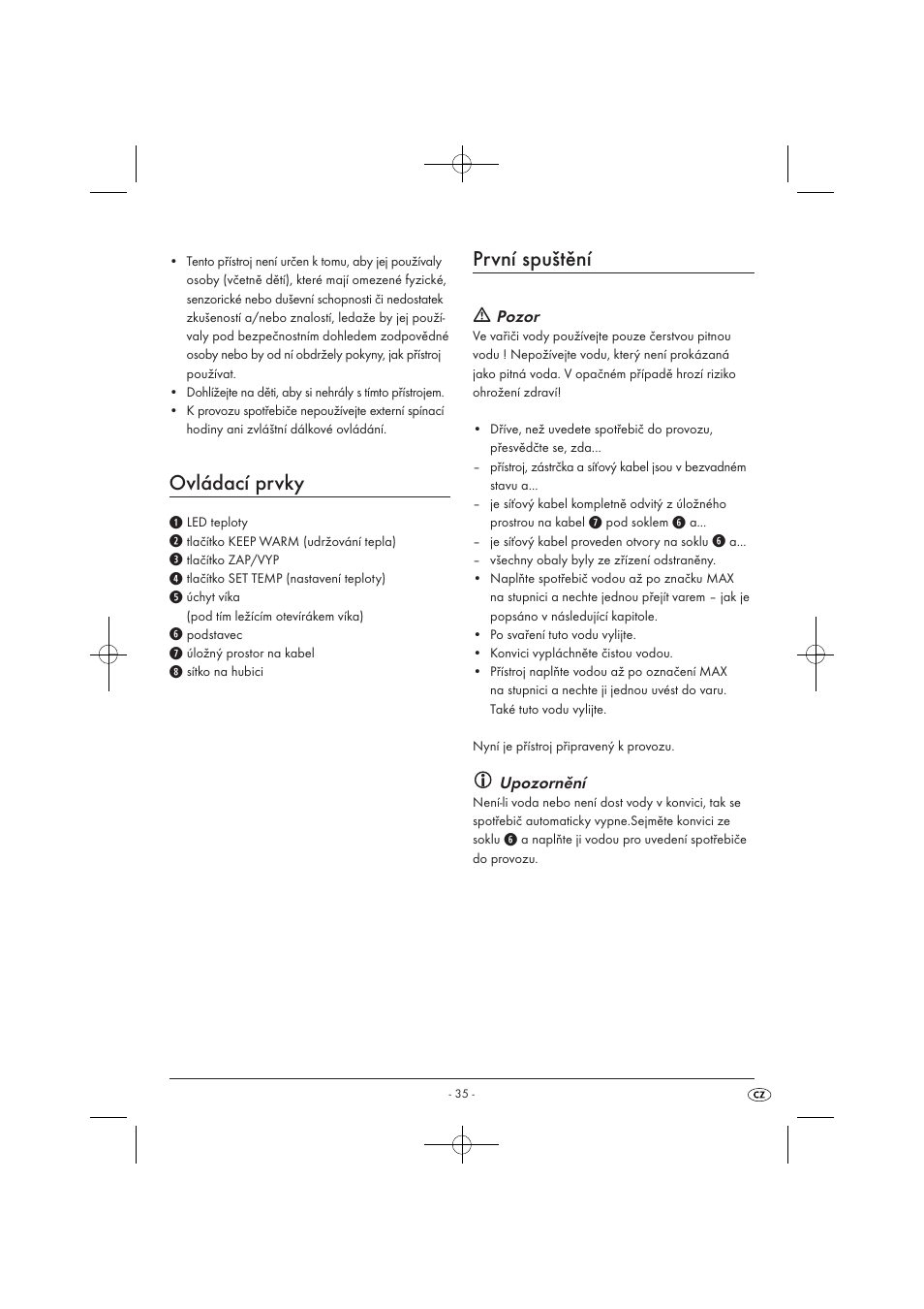 Ovládací prvky, První spuštění | Silvercrest SWKD 3000 A1 User Manual | Page 37 / 58