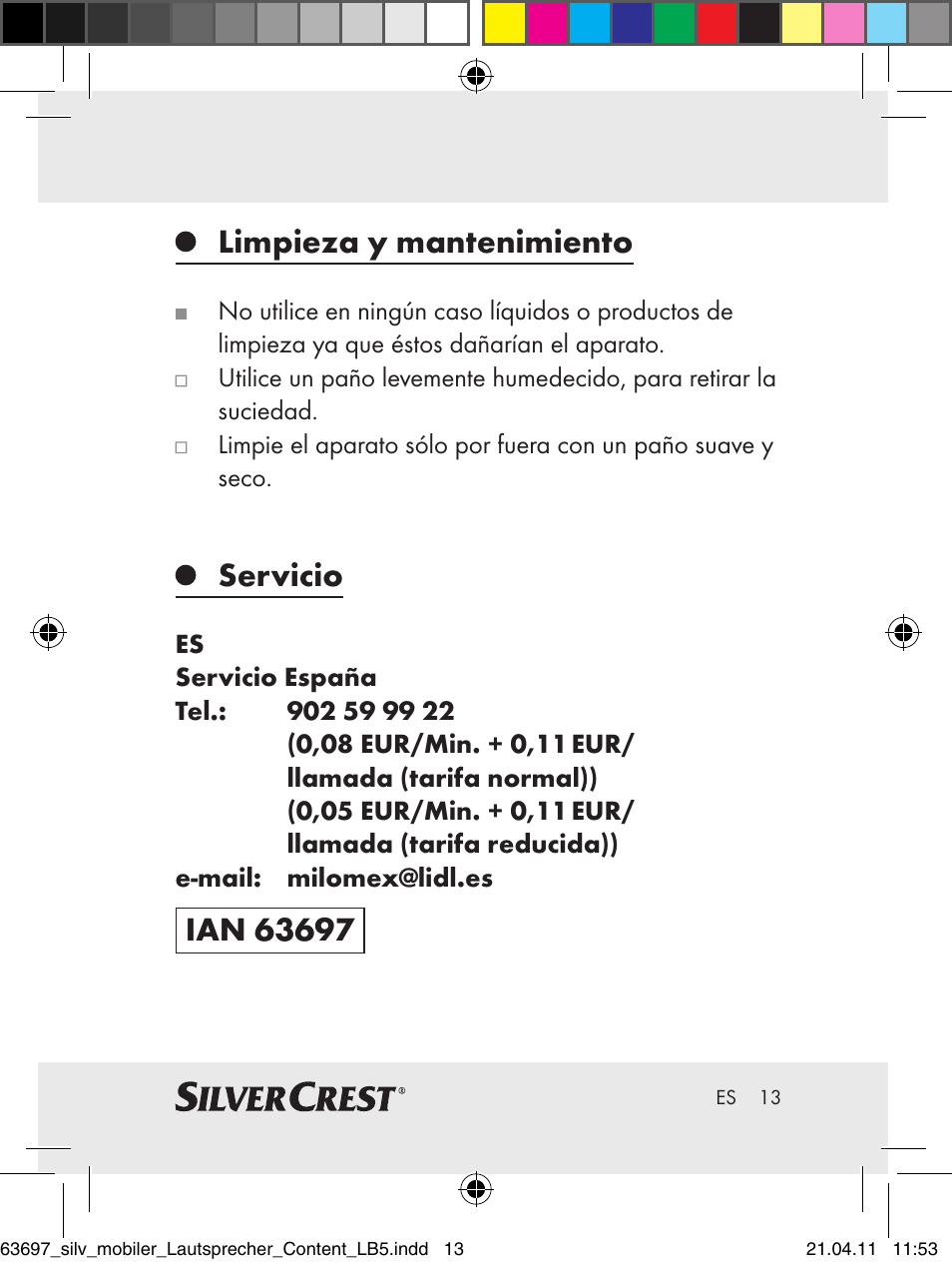 Limpieza y mantenimiento, Servicio | Silvercrest Z30813 User Manual | Page 11 / 58
