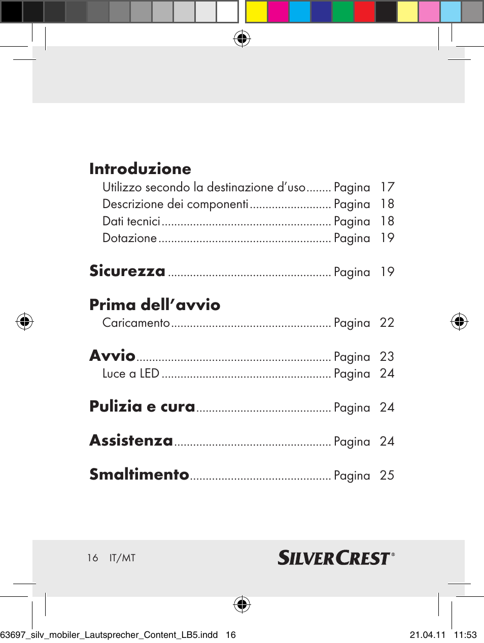 Introduzione, Sicurezza, Prima dell’avvio | Avvio, Pulizia e cura, Assistenza, Smaltimento | Silvercrest Z30813 User Manual | Page 14 / 58