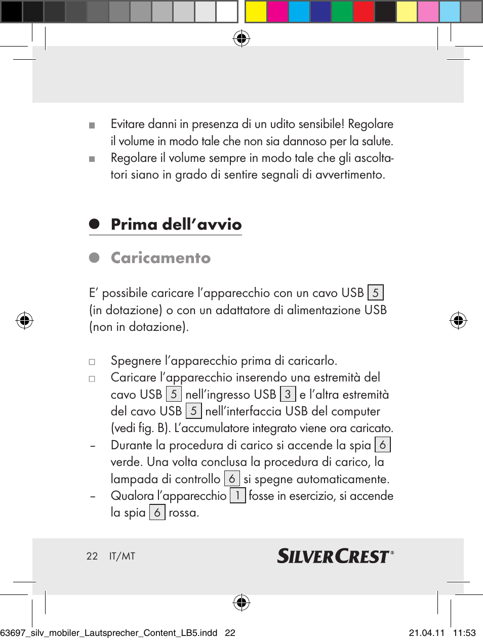 Prima dell’avvio caricamento | Silvercrest Z30813 User Manual | Page 20 / 58