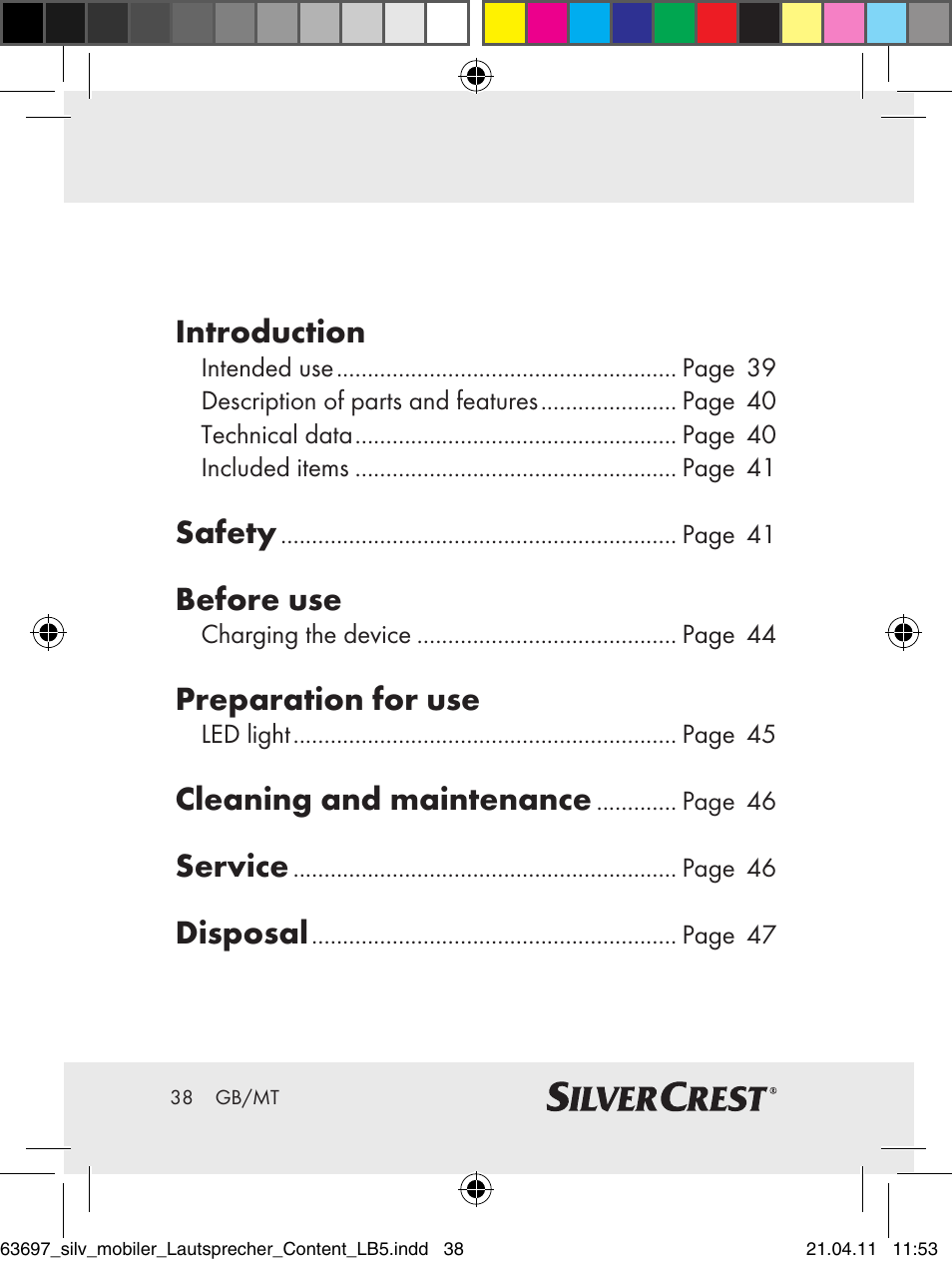 Introduction, Safety, Before use | Preparation for use, Cleaning and maintenance, Service, Disposal | Silvercrest Z30813 User Manual | Page 36 / 58