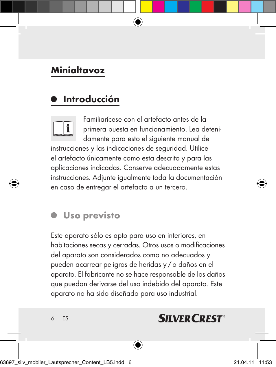 Minialtavoz introducción, Uso previsto | Silvercrest Z30813 User Manual | Page 4 / 58