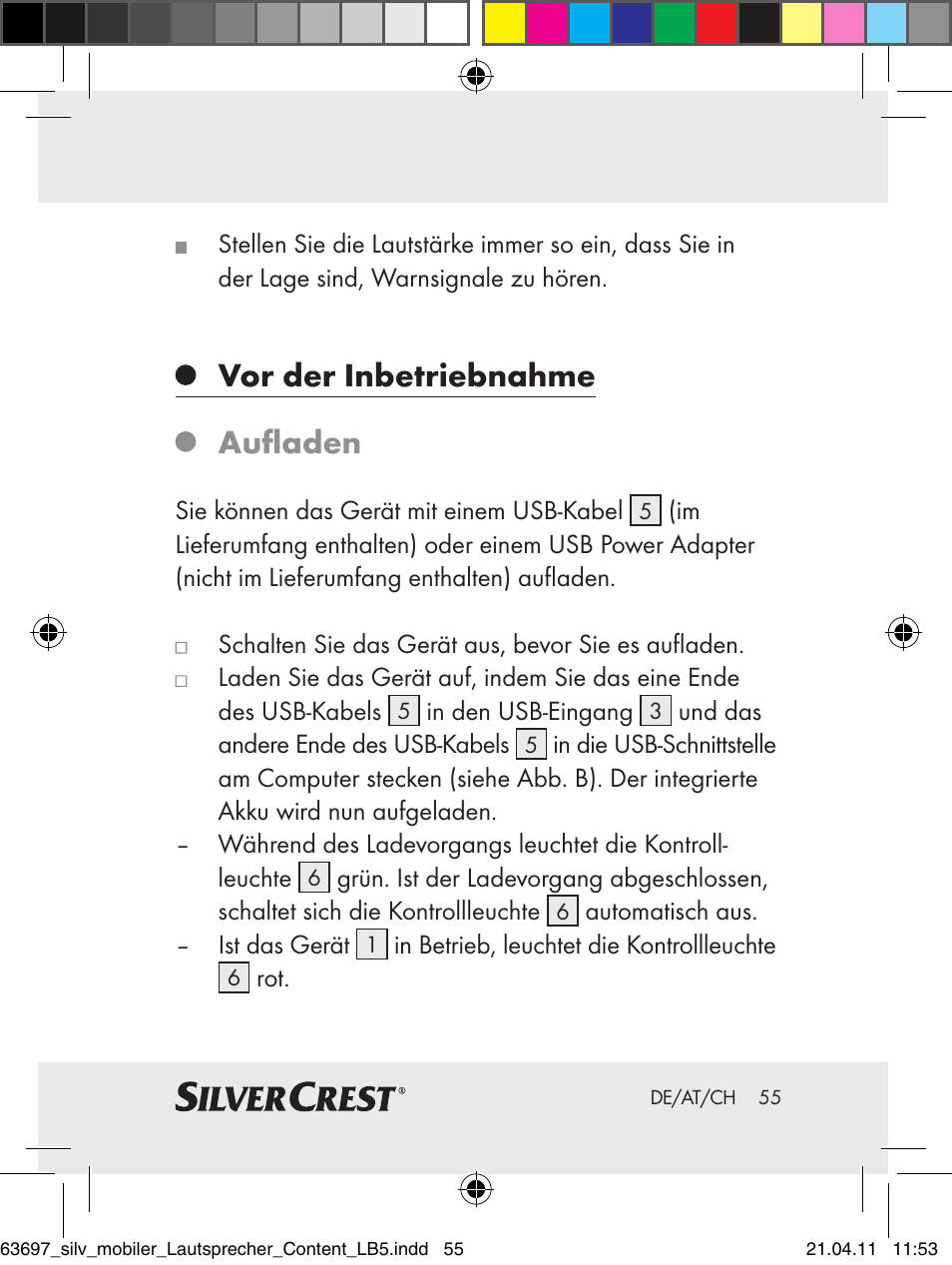 Vor der inbetriebnahme aufladen | Silvercrest Z30813 User Manual | Page 53 / 58