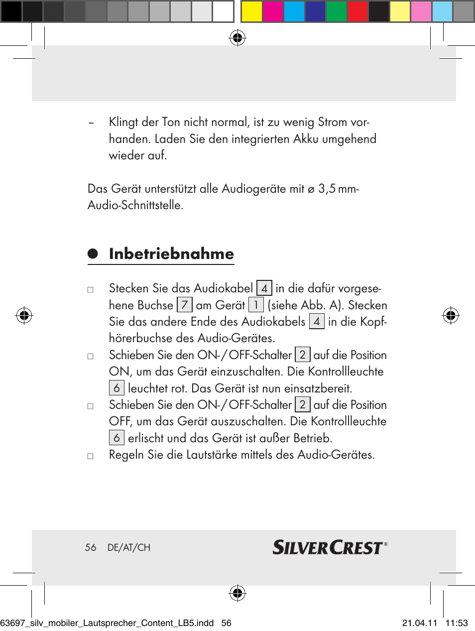 Inbetriebnahme | Silvercrest Z30813 User Manual | Page 54 / 58
