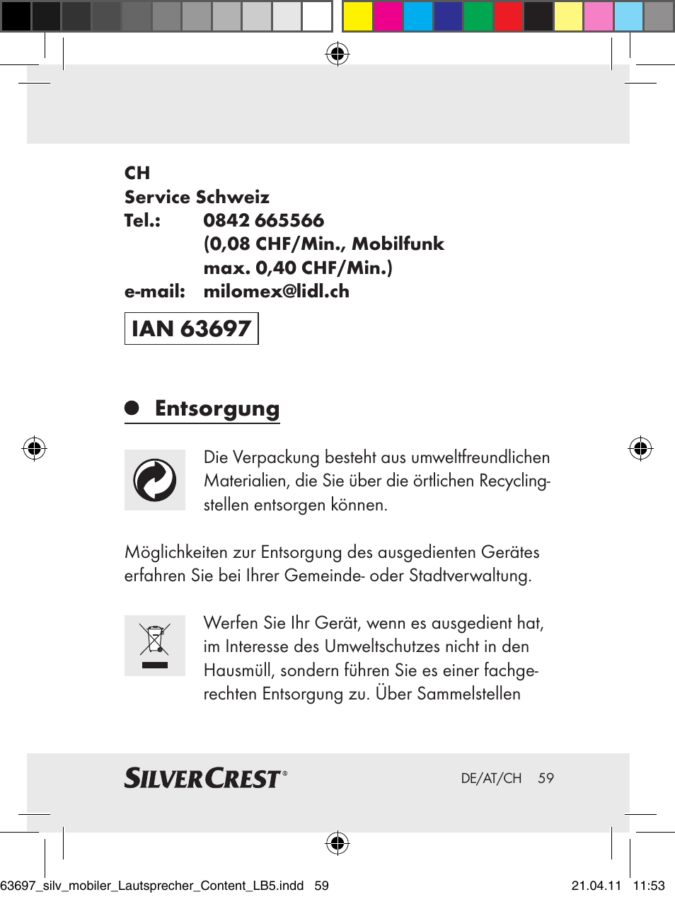 Silvercrest Z30813 User Manual | Page 57 / 58
