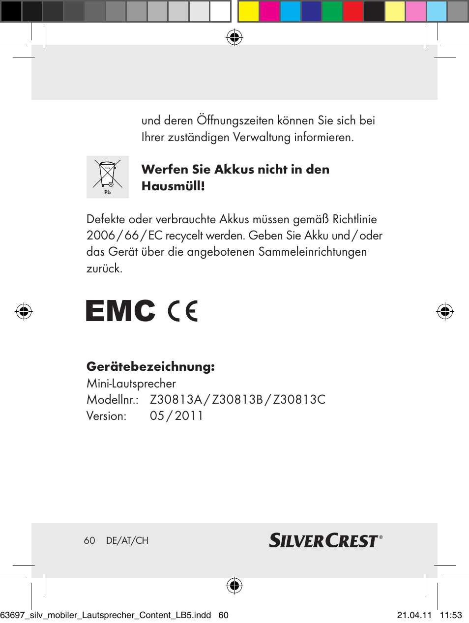 Silvercrest Z30813 User Manual | Page 58 / 58
