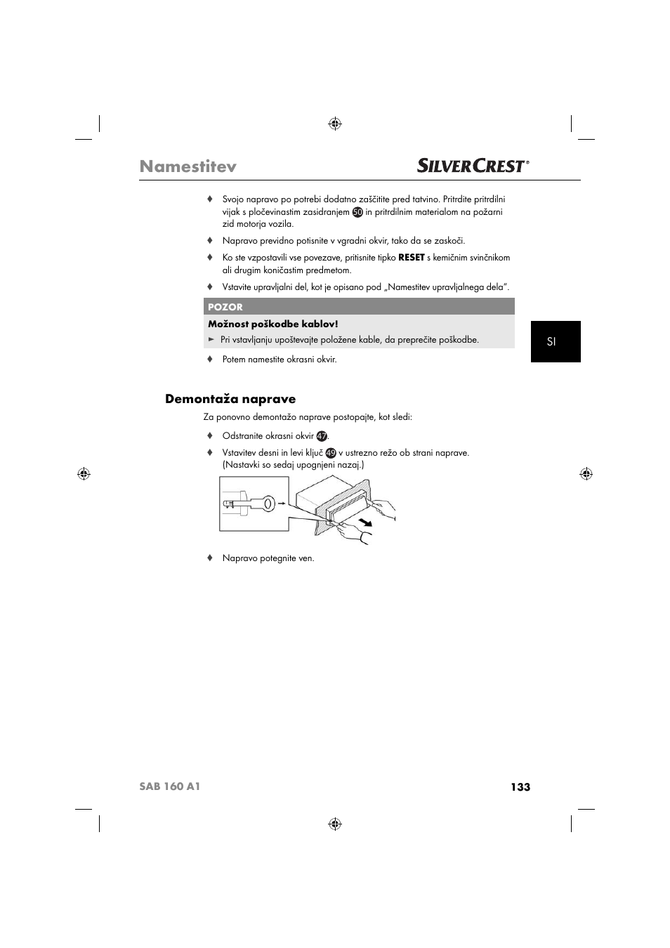 Namestitev, Demontaža naprave | Silvercrest SAB 160 A1 User Manual | Page 135 / 242