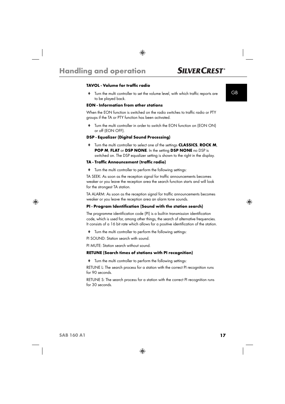 Handling and operation | Silvercrest SAB 160 A1 User Manual | Page 19 / 242