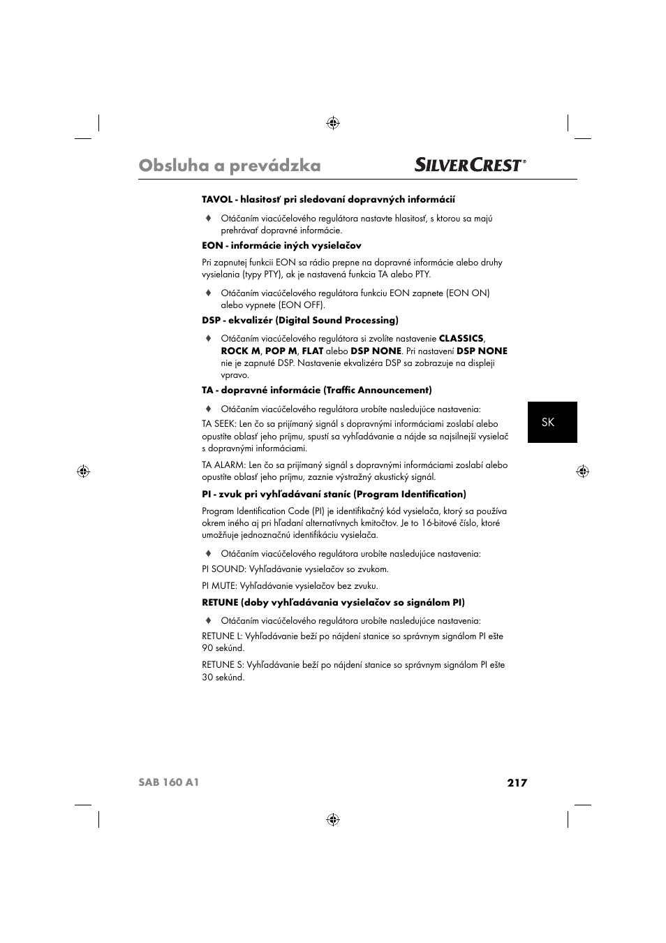 Obsluha a prevádzka | Silvercrest SAB 160 A1 User Manual | Page 219 / 242
