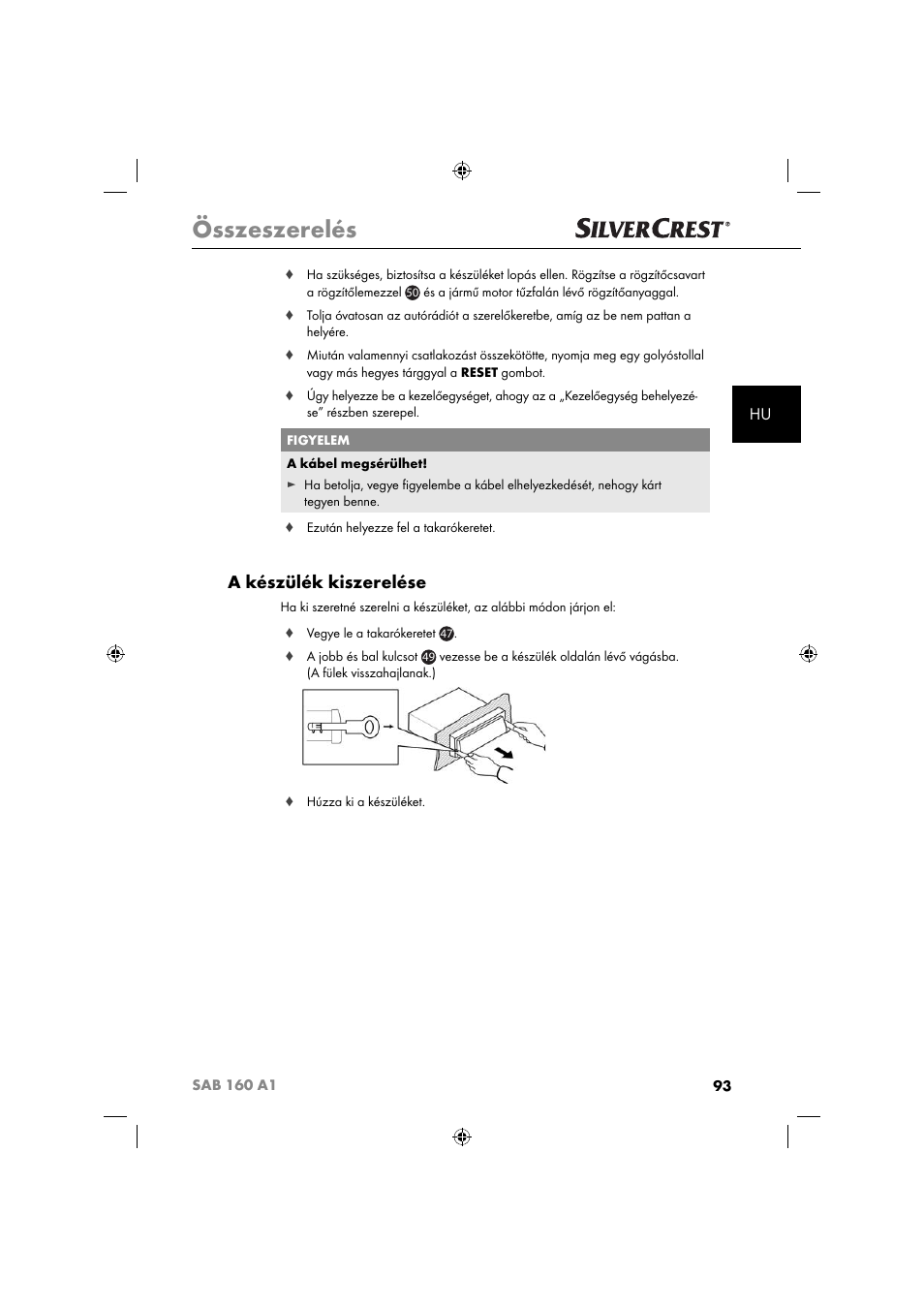 Összeszerelés, A készülék kiszerelése | Silvercrest SAB 160 A1 User Manual | Page 95 / 242