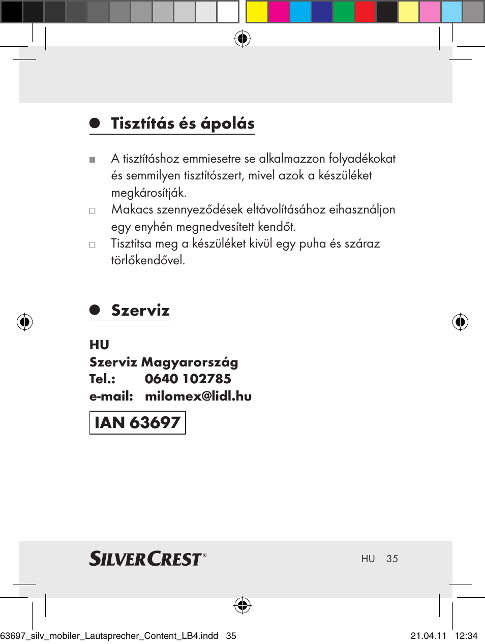 Tisztítás és ápolás, Szerviz | Silvercrest Z30813 User Manual | Page 33 / 77
