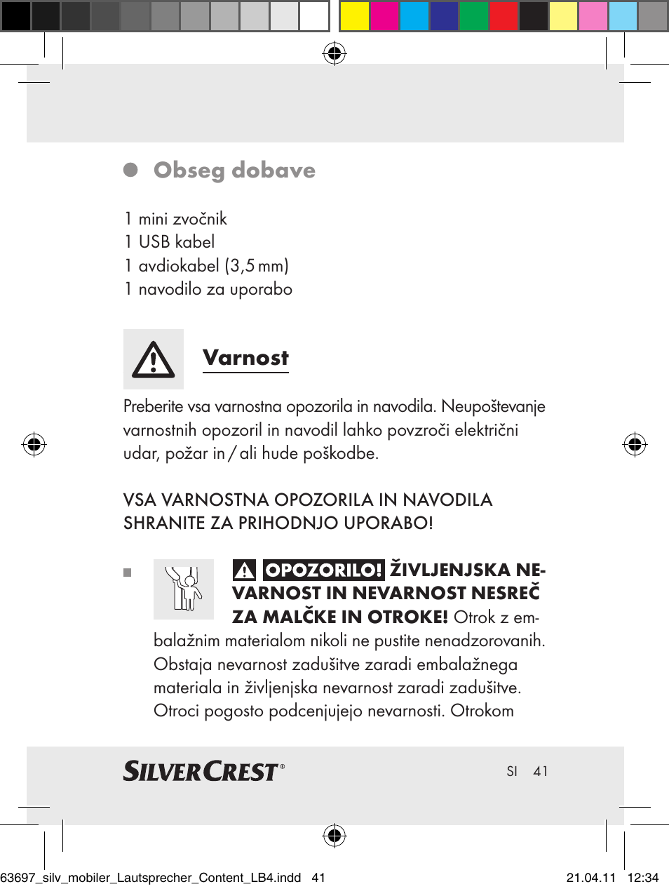 Obseg dobave, Varnost | Silvercrest Z30813 User Manual | Page 39 / 77