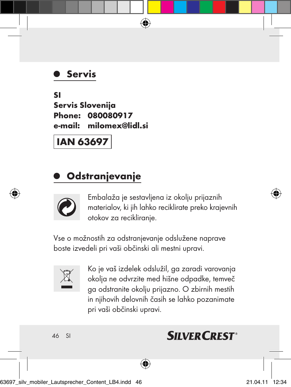 Servis | Silvercrest Z30813 User Manual | Page 44 / 77