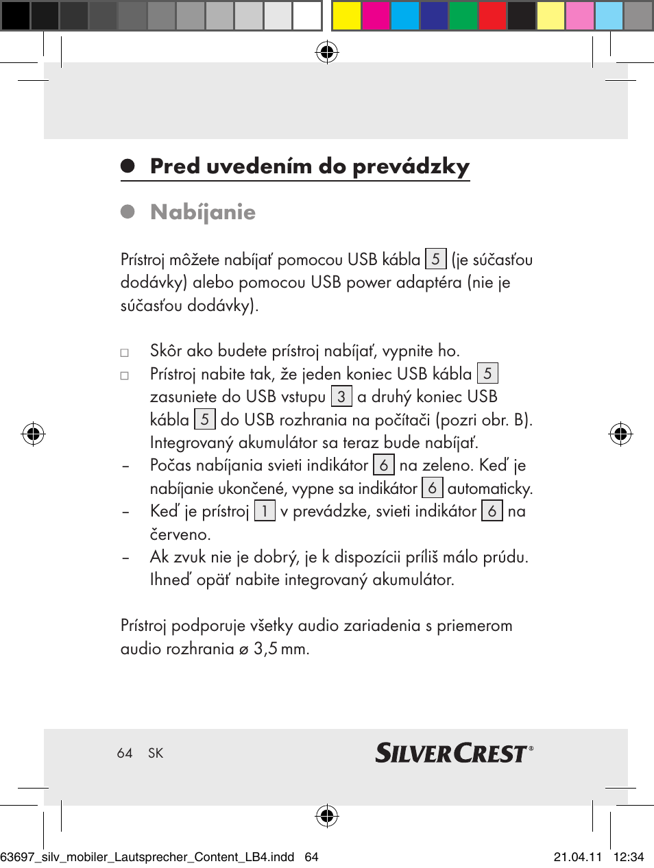 Pred uvedením do prevádzky nabíjanie | Silvercrest Z30813 User Manual | Page 62 / 77