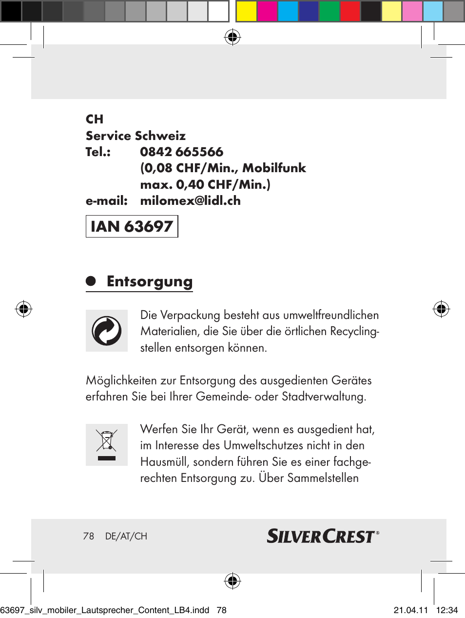 Silvercrest Z30813 User Manual | Page 76 / 77