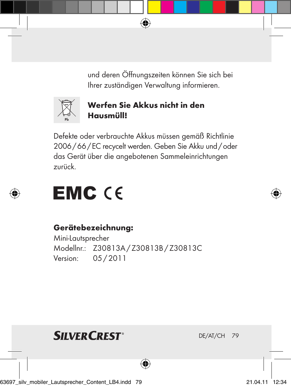 Silvercrest Z30813 User Manual | Page 77 / 77