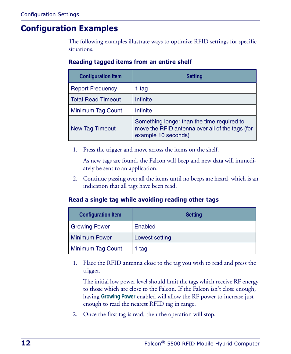 Configuration examples | PSC Falcon 5500 User Manual | Page 16 / 36