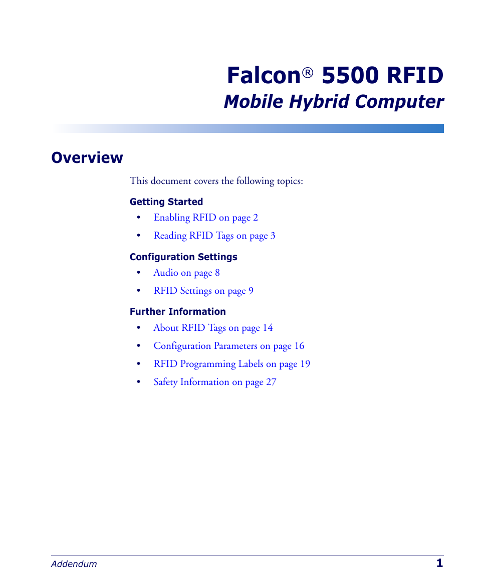 Falcon® 5500 rfid mobile hybrid computer, Overview, Falcon | 5500 rfid, Mobile hybrid computer | PSC Falcon 5500 User Manual | Page 5 / 36