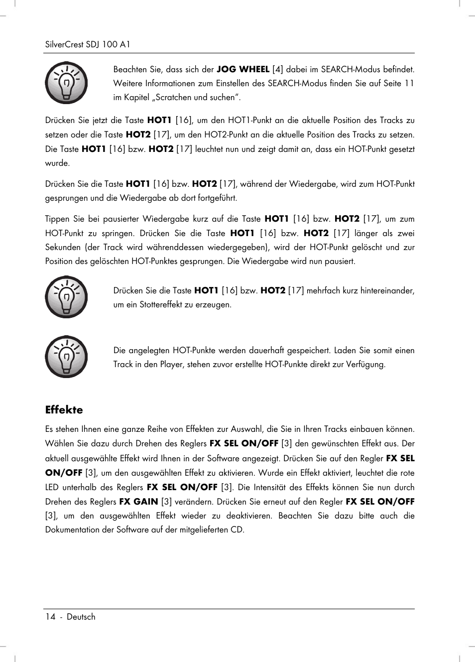 Effekte | Silvercrest SDJ 100 A1 User Manual | Page 16 / 90