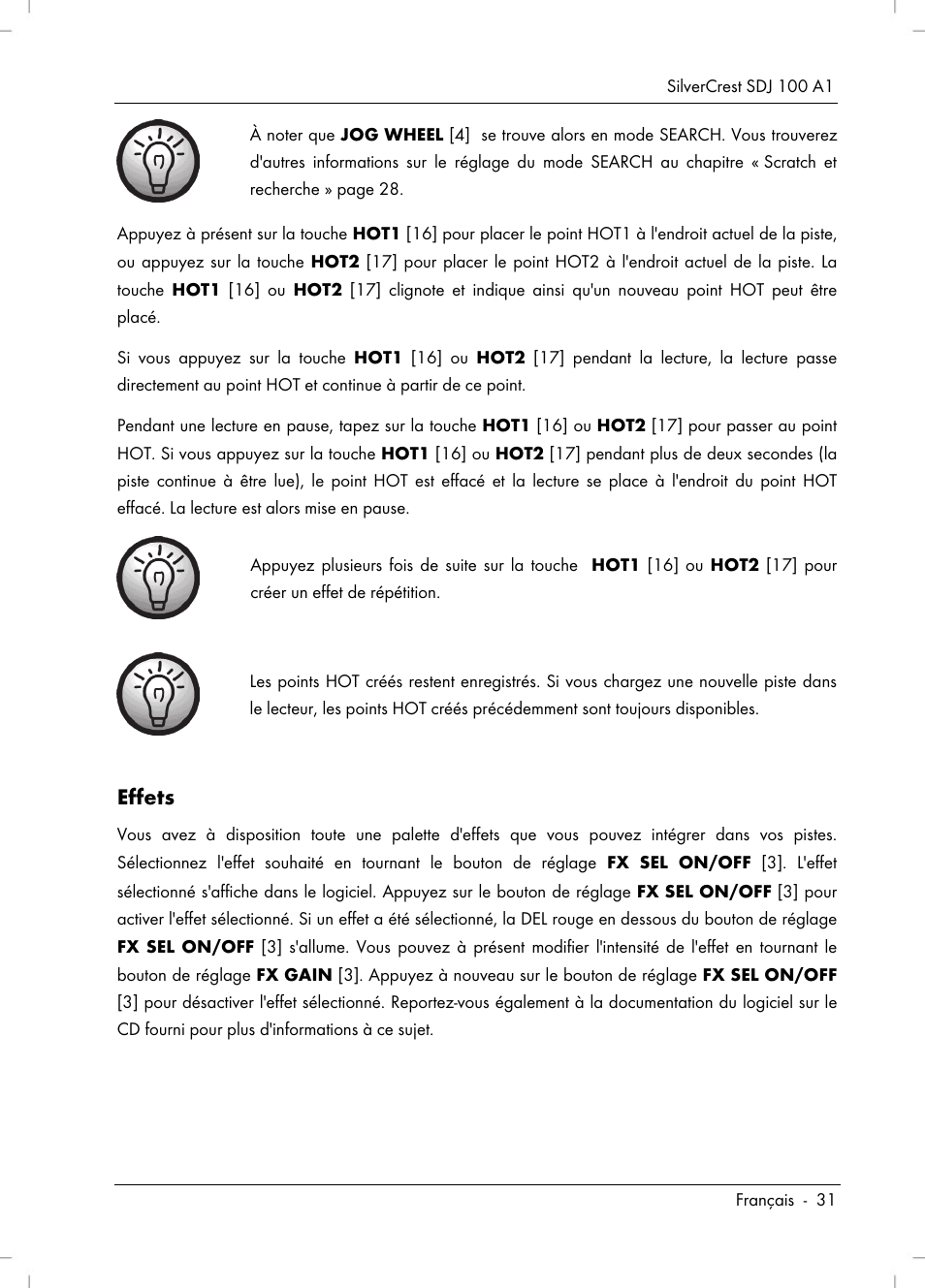 Effets | Silvercrest SDJ 100 A1 User Manual | Page 33 / 90
