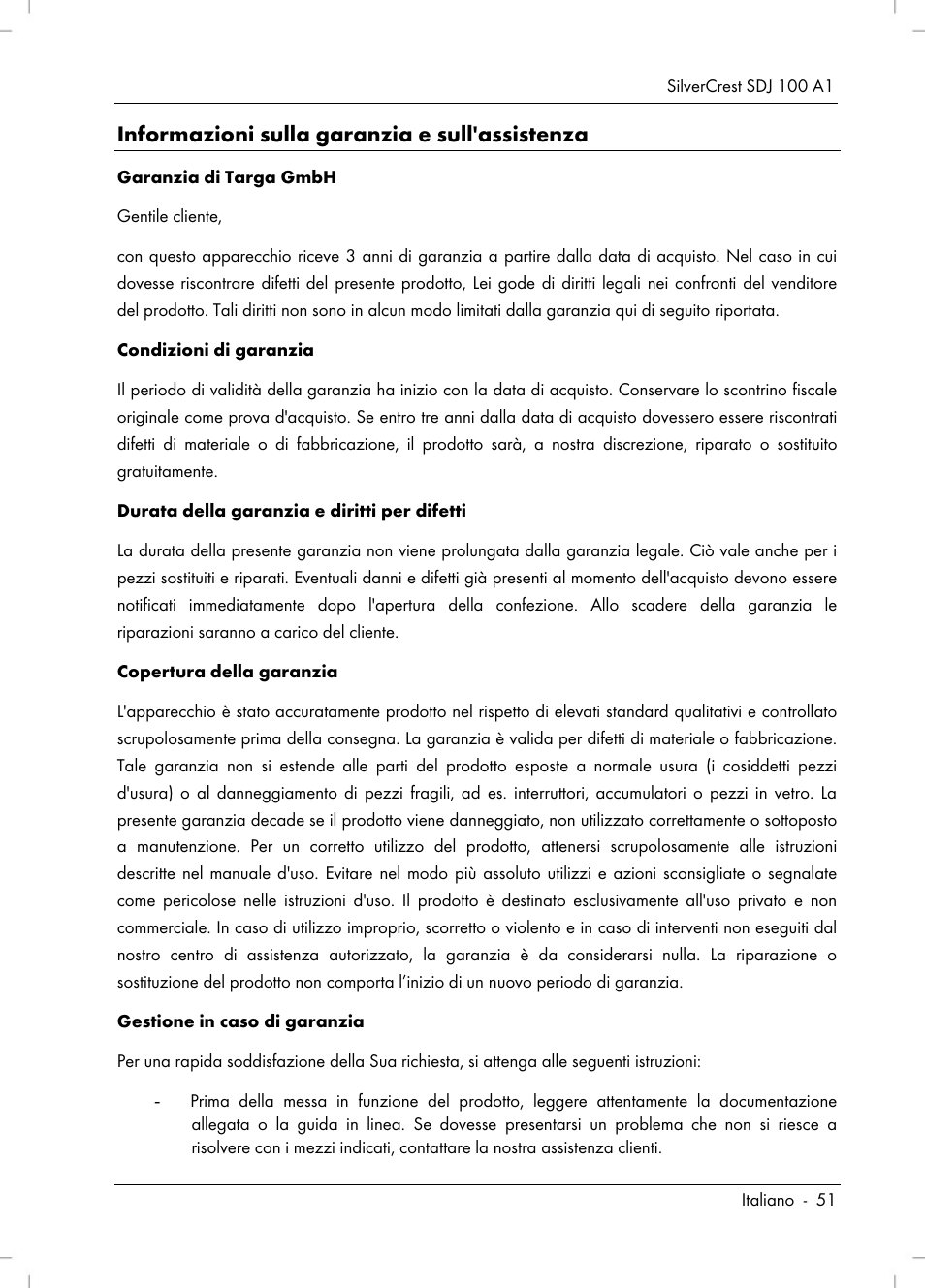 Informazioni sulla garanzia e sull'assistenza | Silvercrest SDJ 100 A1 User Manual | Page 53 / 90