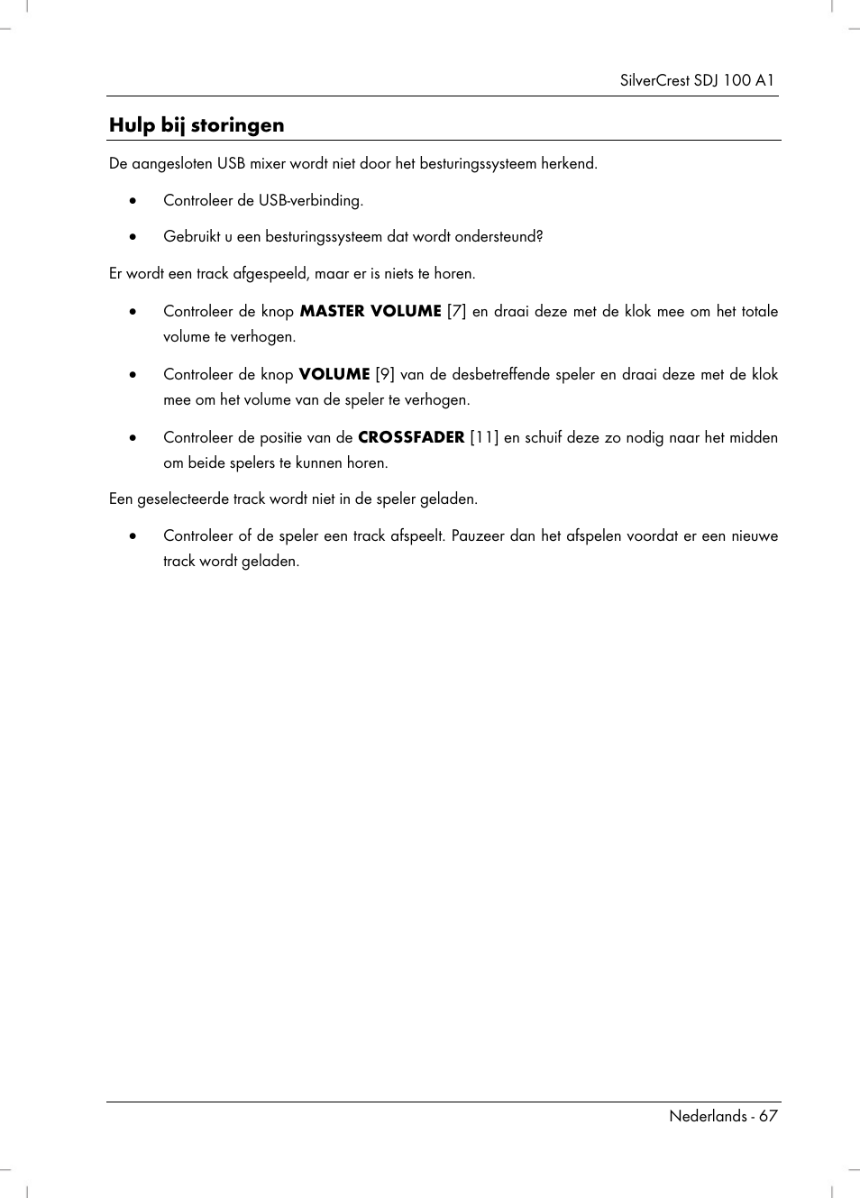 Hulp bij storingen | Silvercrest SDJ 100 A1 User Manual | Page 69 / 90