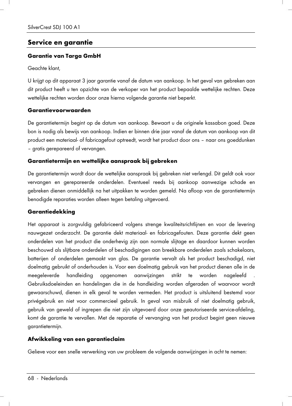 Service en garantie | Silvercrest SDJ 100 A1 User Manual | Page 70 / 90